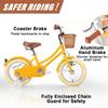 Glerc Little Molly 14 Inch Kids Bike, Retro Cruiser Girls Bike for Children Ages 3-5 Years Old, Kids Bicycle with Wicker Basket & Training Wheels, Yellow view 3