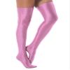 Agoky Women's Stretchy Stay Up Pantyhose Glossy Shiny Oil Footed Tights Silk Stockings Glossy Pink One Size view 3