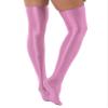 Agoky Women's Stretchy Stay Up Pantyhose Glossy Shiny Oil Footed Tights Silk Stockings Glossy Pink One Size view 4