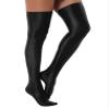 Agoky Women's Stretchy Stay Up Pantyhose Glossy Shiny Oil Footed Tights Silk Stockings Glossy Black One Size view 3
