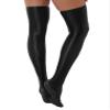 Agoky Women's Stretchy Stay Up Pantyhose Glossy Shiny Oil Footed Tights Silk Stockings Glossy Black One Size view 4