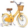 Glerc Little Molly 16 Inch Kids Bike, Retro Cruiser Girls Bike for Children Ages 4-7 Years Old, Kids Bicycle with Wicker Basket & Training Wheels/Kickstand, Yellow view 1