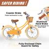 Glerc Little Molly 16 Inch Kids Bike, Retro Cruiser Girls Bike for Children Ages 4-7 Years Old, Kids Bicycle with Wicker Basket & Training Wheels/Kickstand, Yellow view 3