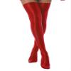 Agoky Women's Stretchy Stay Up Pantyhose Glossy Shiny Oil Footed Tights Silk Stockings Glossy Red One Size view 1