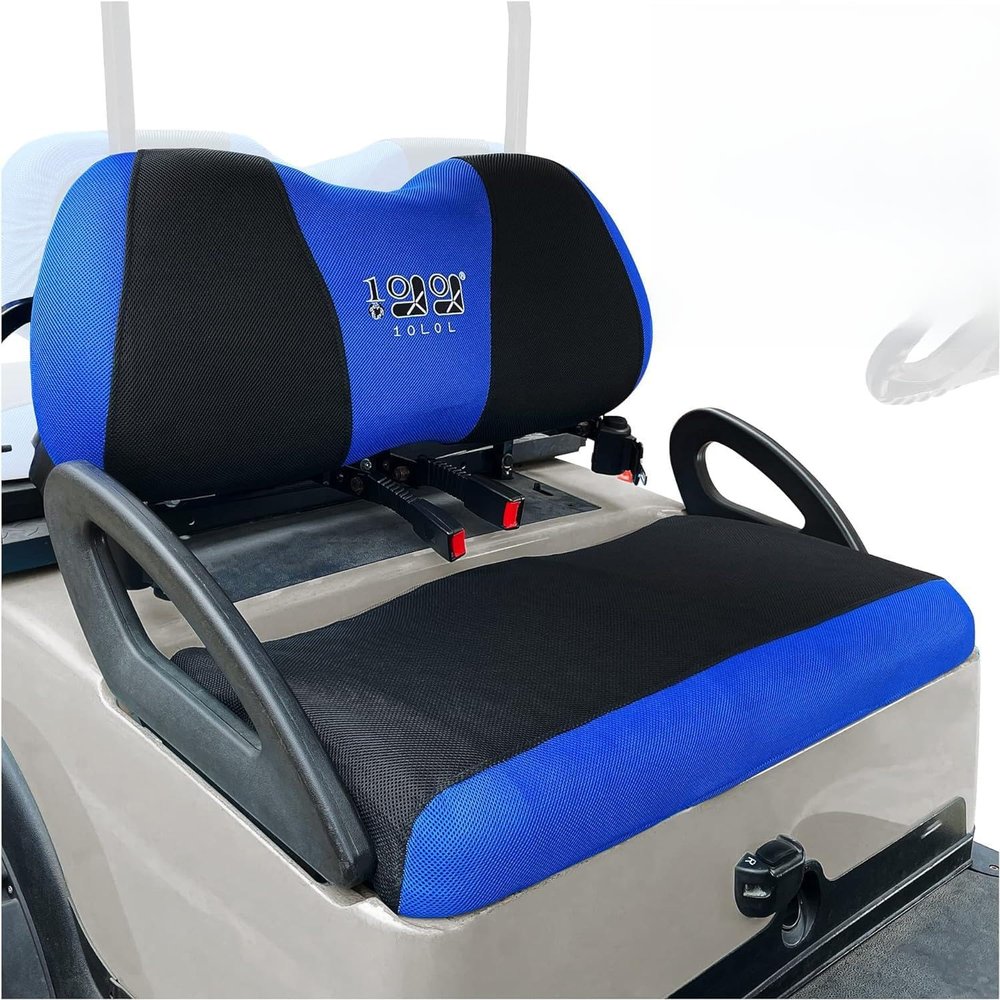 10L0L Golf Cart Seat Covers for Yamaha, Club Car Precedent, Fairplay and Star Models, Large Backrest 3D Air Mesh Fabric Breathable Anti-Slip Washable - Blue
