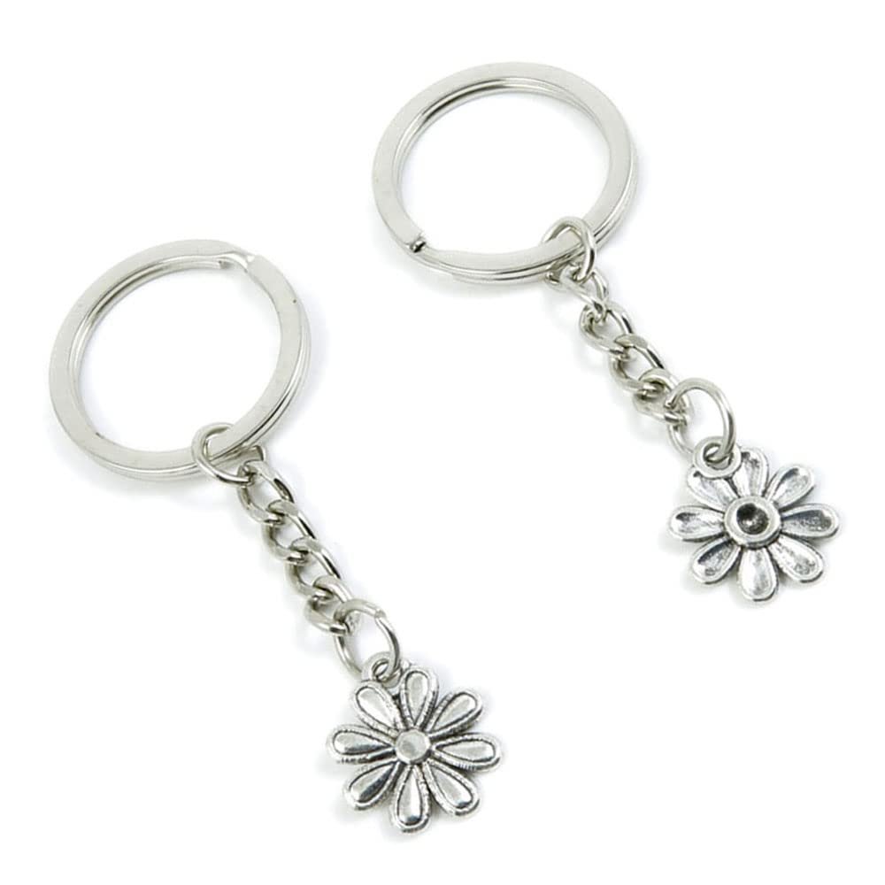 5 Pieces Keychain Keyring Door Car Key Chain Ring Tag Charms Supplies W9DR5B Chrysanthemum Daisy Flower