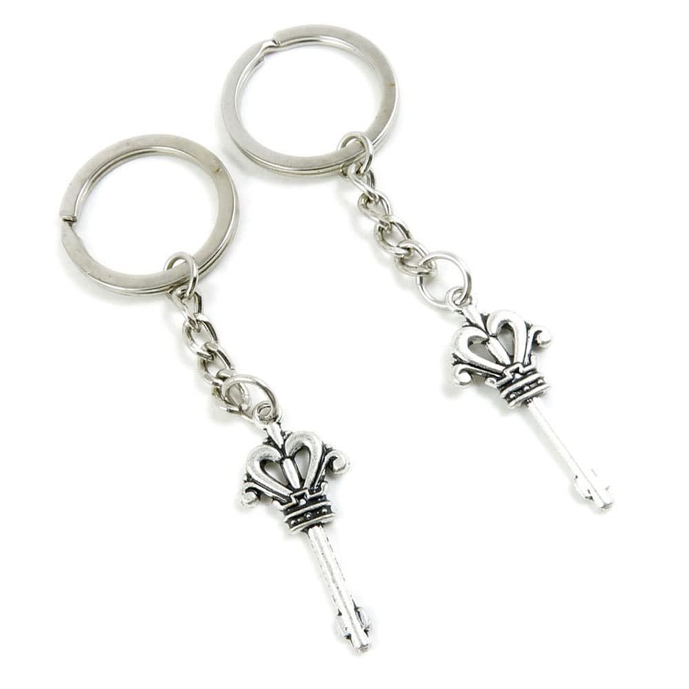 5 Pieces Keychain Keyring Door Car Key Chain Ring Tag Charms Supplies W5KF6I Crown Skeleton Key