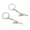 10 Pieces Keychain Keyring Door Car Key Chain Ring Tag Charms Supplies P8ME9H Revolver Gun Pistol Antique Silver view 1