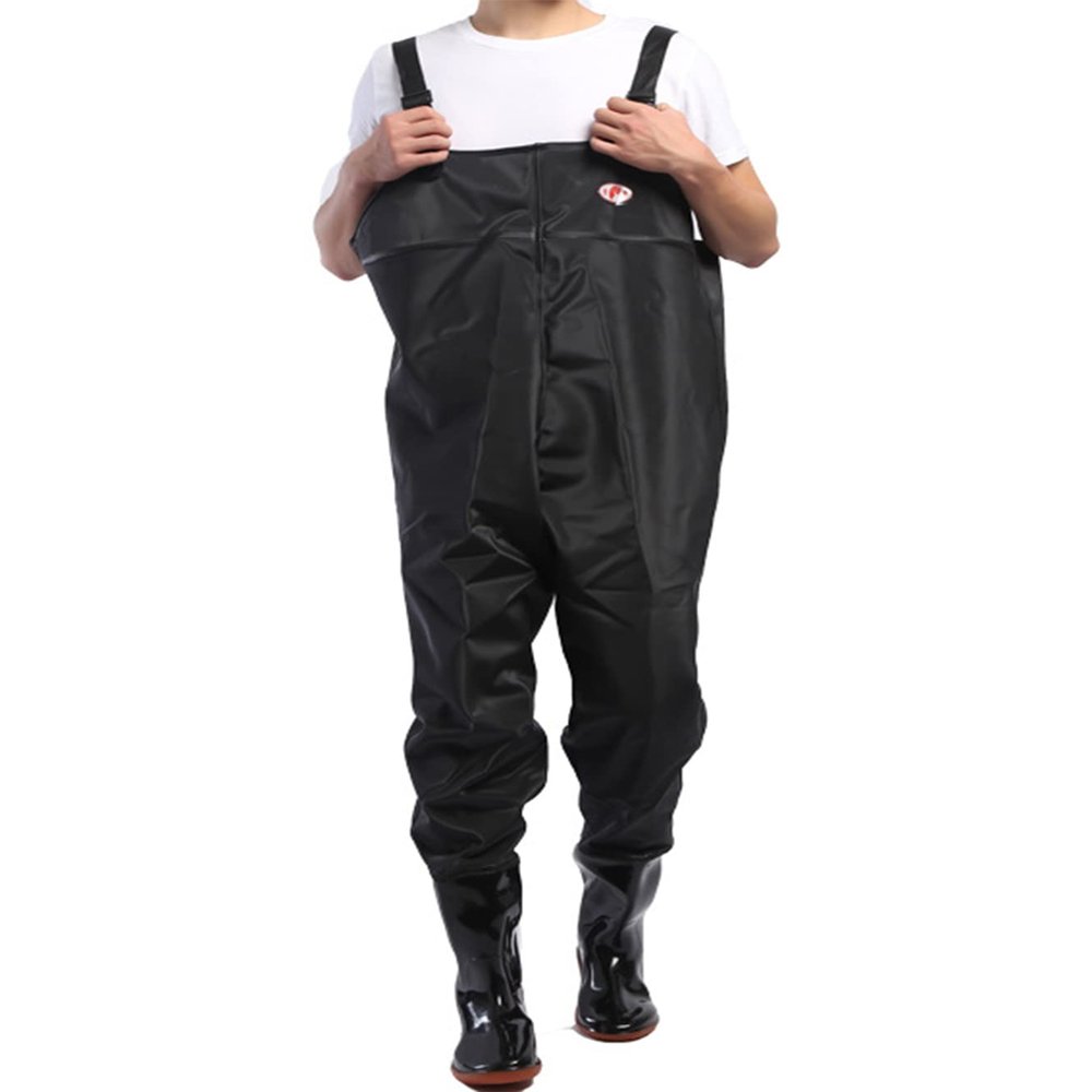 SCYDAO Men's Fishing Waders - Waterproof Stockings & Overall Pants, Big & Tall Chest Waders, Black, 3XL