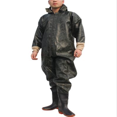 SCYDAO 1Mm Full Body Fishing Waders for Men Hooded, Stockings Foot Wader Breathable Zipper One Piece Wading Pants,Green Cuff,M