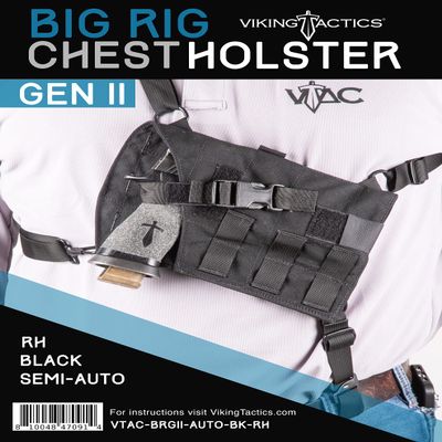 VTAC Big RIG, GEN II Holster, (Chest Rig for Optics) (Right Hand, Auto, Black)