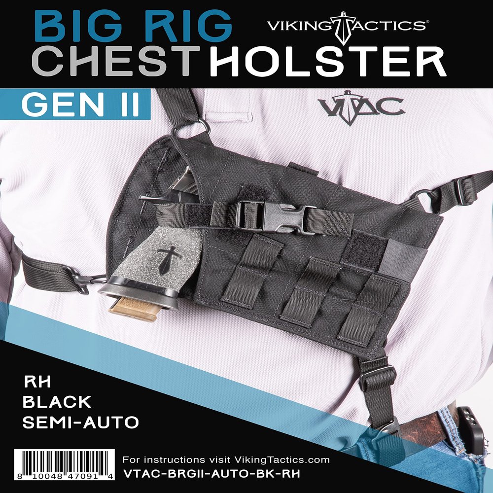 VTAC Big RIG, GEN II Holster, (Chest Rig for Optics) (Right Hand, Auto, Black)