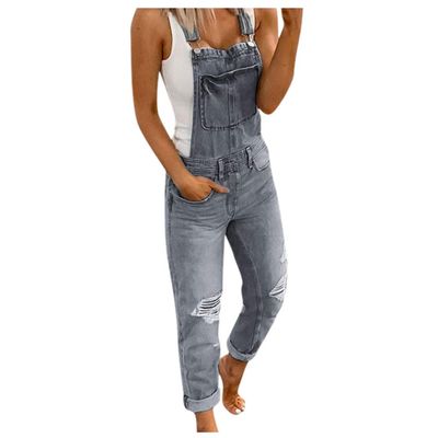 Jeans for Women Stretch Denim Casual Washed Rompers Overalls Bib Jumpsuits Ripped Denim Jeans Women's Women's Jeans H