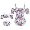 Mommy and Me Swimsuits Family Matching Swimsuit for Mom and Daughter Bathing Suits for Girls Toddler Kids Teen Women Swimwear Suit Bikini Set One Piece Monokini Outfit White + Green Leaves Medium view 1