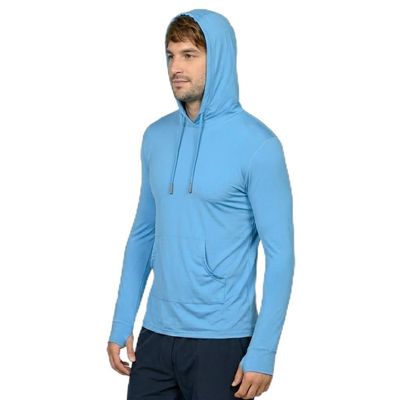 INGEAR Mens UPF 50+ Sun Hoodie Lightweight UV Protection Shirt with Pocket, Quick-Dry SPF Rashguard for Fishing, Running, Hiking & Swimming Electric Blue