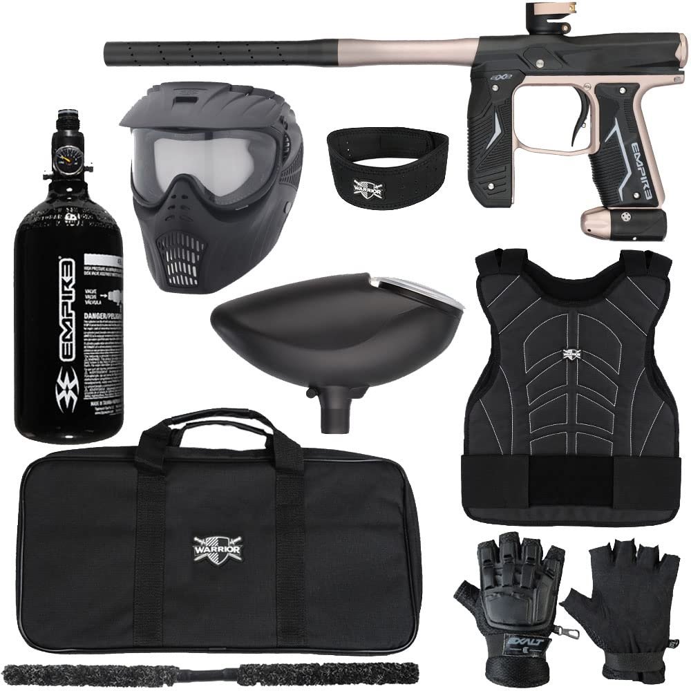 Action Village Empire Axe 2.0 Level 1 Protector Paintball Gun Package Kit (Dust Black/Dust Copper, Glove Size: Small/Medium)