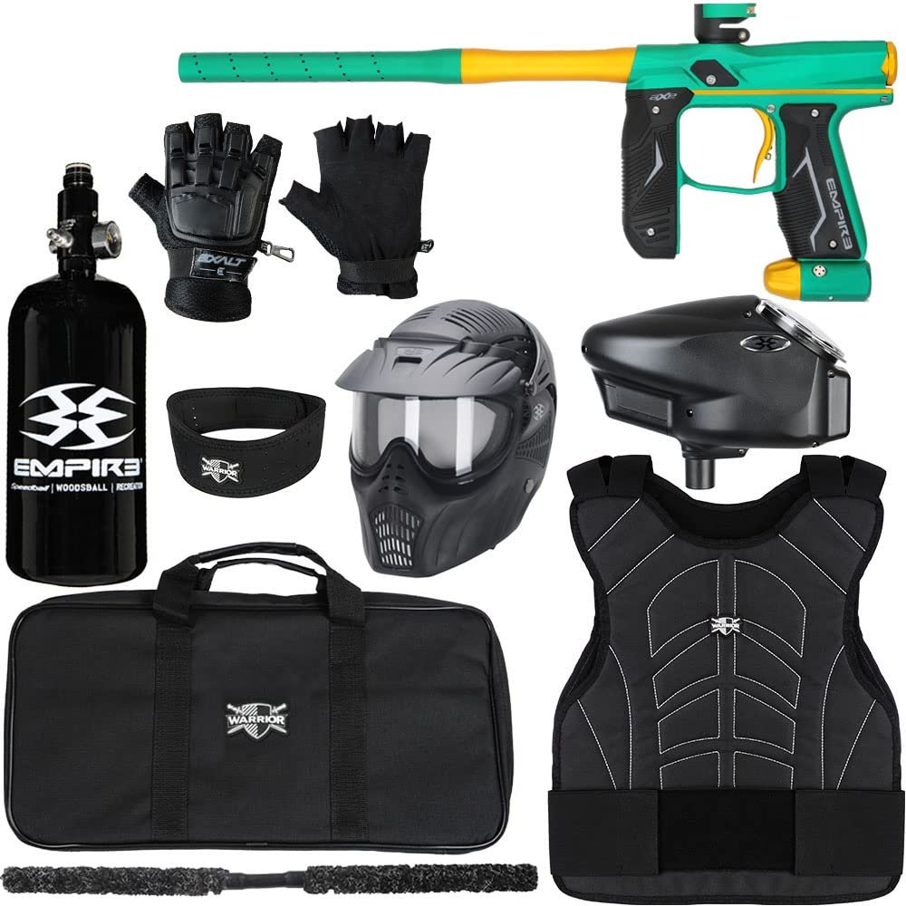 Action Village Empire Axe 2.0 Protector Level 3 Paintball Gun Package Kit (Dust Spearmint/Dust Gold, Glove Size: Large/X-Large)