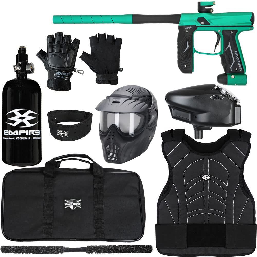 Action Village Empire Axe 2.0 Protector Level 3 Paintball Gun Package Kit (Dust Spearmint/Dust Black, Glove Size: Large/X-Large)