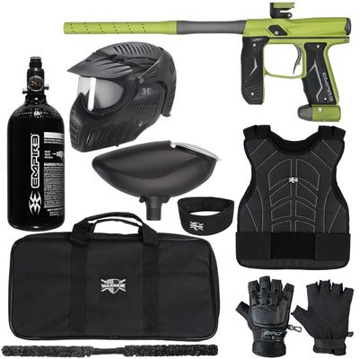 Action Village Empire Axe 2.0 Level 2 Protector Paintball Gun Package Kit (Dust Green/Dust Grey, Glove Size: Large/X-Large)