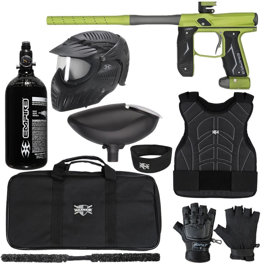 Action Village Empire Axe 2.0 Level 2 Protector Paintball Gun Package Kit (Dust Green/Dust Grey, Glove Size: Large/X-Large)