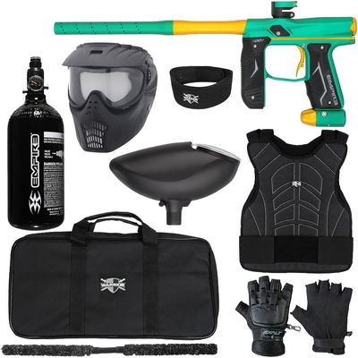 Action Village Empire Axe 2.0 Level 1 Protector Paintball Gun Package Kit (Dust Spearmint/Dust Gold, Glove Size: Small/Medium)
