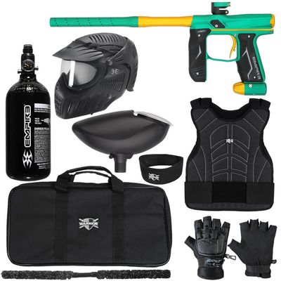 Action Village Empire Axe 2.0 Level 2 Protector Paintball Gun Package Kit (Dust Spearmint/Dust Gold, Glove Size: Large/X-Large)