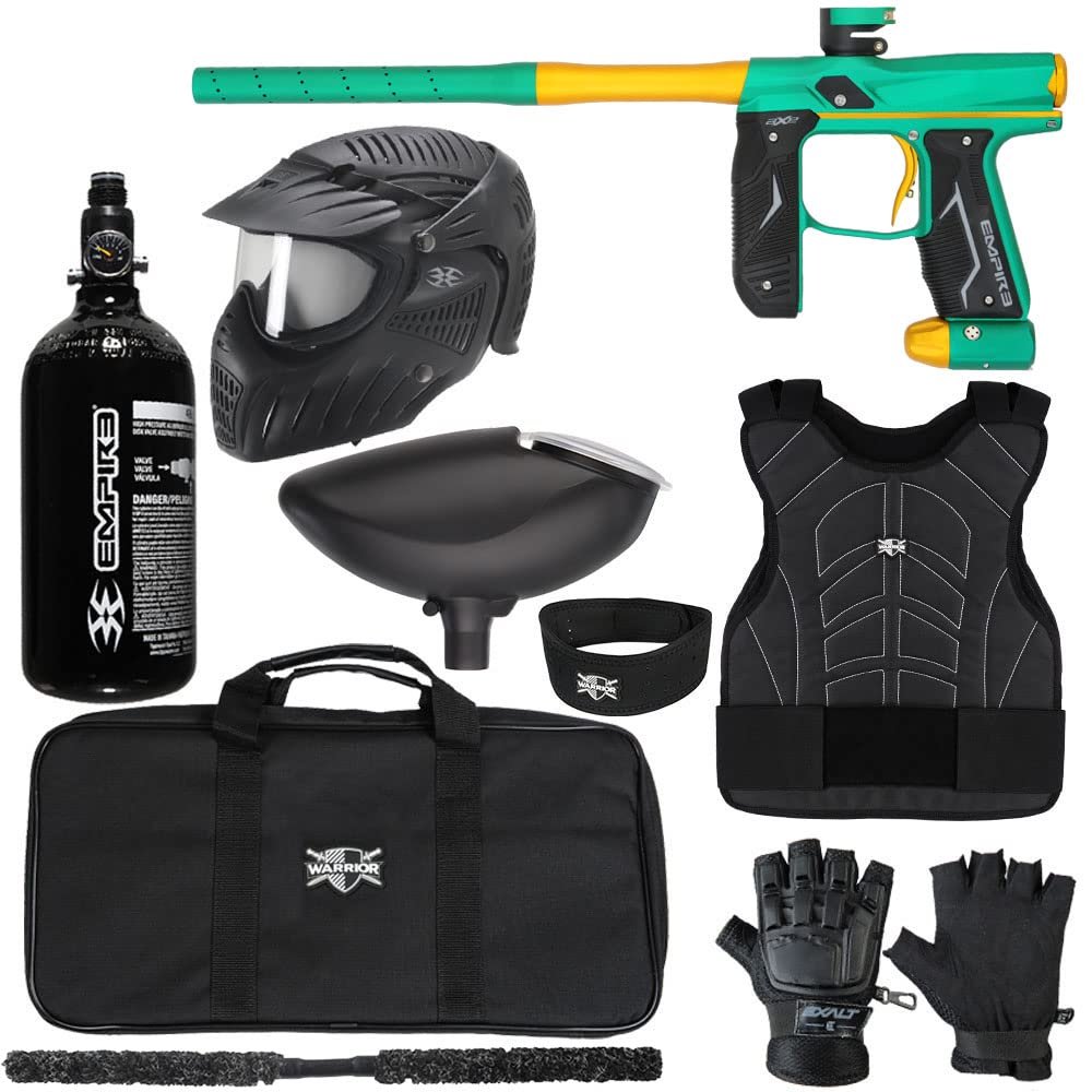Action Village Empire Axe 2.0 Level 2 Protector Paintball Gun Package Kit (Dust Spearmint/Dust Gold, Glove Size: Large/X-Large)