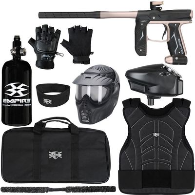 Action Village Empire Axe 2.0 Protector Level 3 Paintball Gun Package Kit (Dust Black/Dust Copper, Glove Size: Small/Medium)