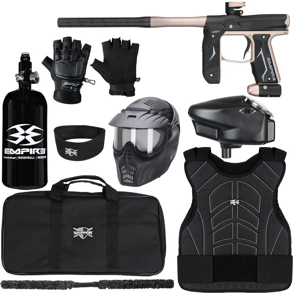 Action Village Empire Axe 2.0 Protector Level 3 Paintball Gun Package Kit (Dust Black/Dust Copper, Glove Size: Small/Medium)