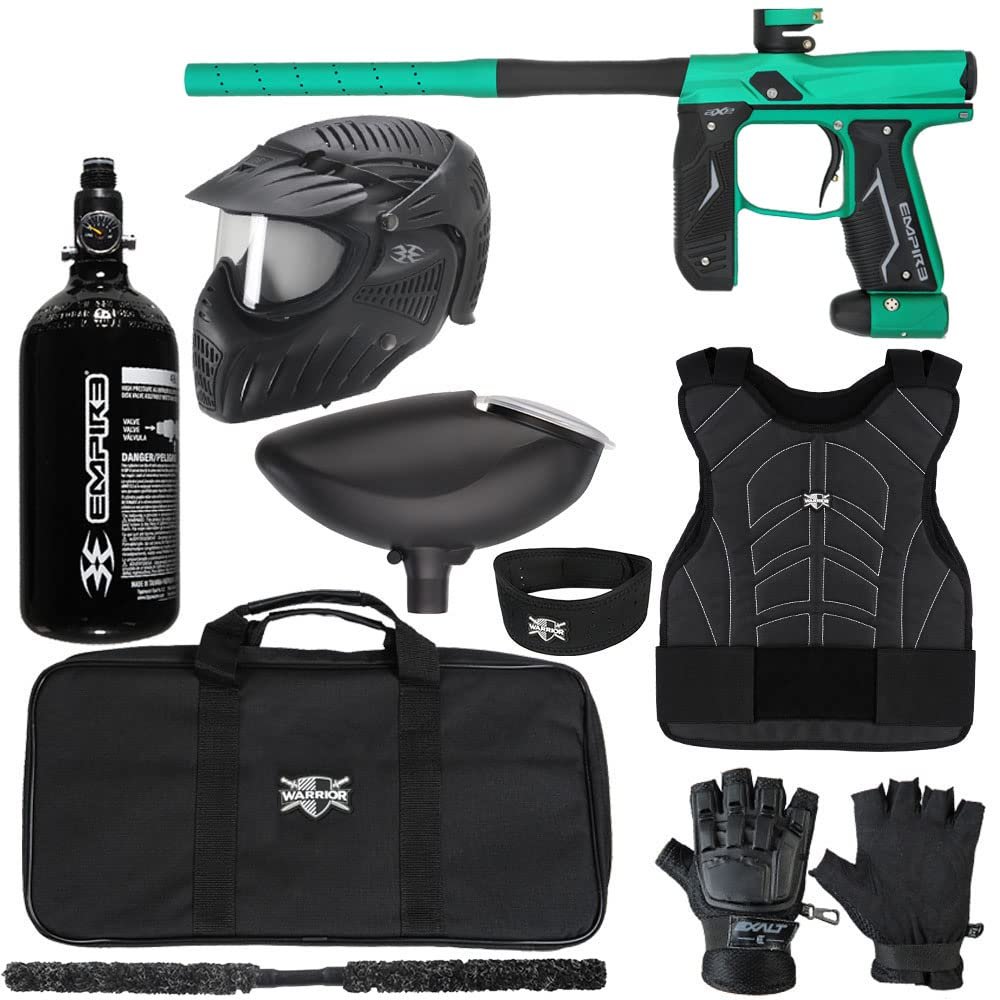 Action Village Empire Axe 2.0 Level 2 Protector Paintball Gun Package Kit (Dust Spearmint/Dust Black, Glove Size: Small/Medium)