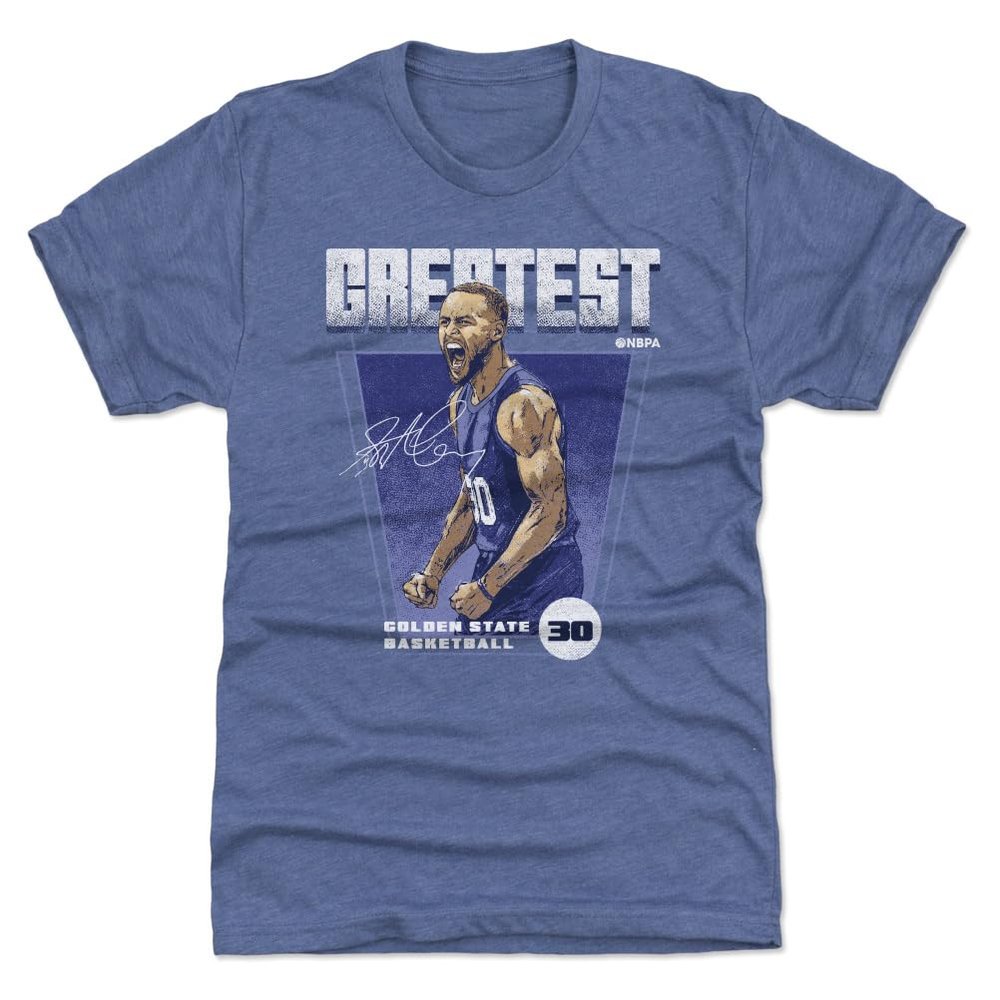 500 LEVEL Steph Curry T-Shirt (Premium Men's T-Shirt, XXX-Large, Tri Royal) - Steph Curry Golden State Greatest WHT