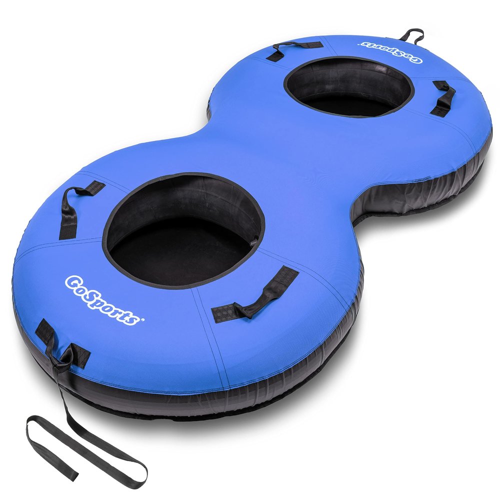 GoSports Heavy Duty 2 Person Winter Snow Tube with Premium Canvas Cover - America, Blue, Red or Retro