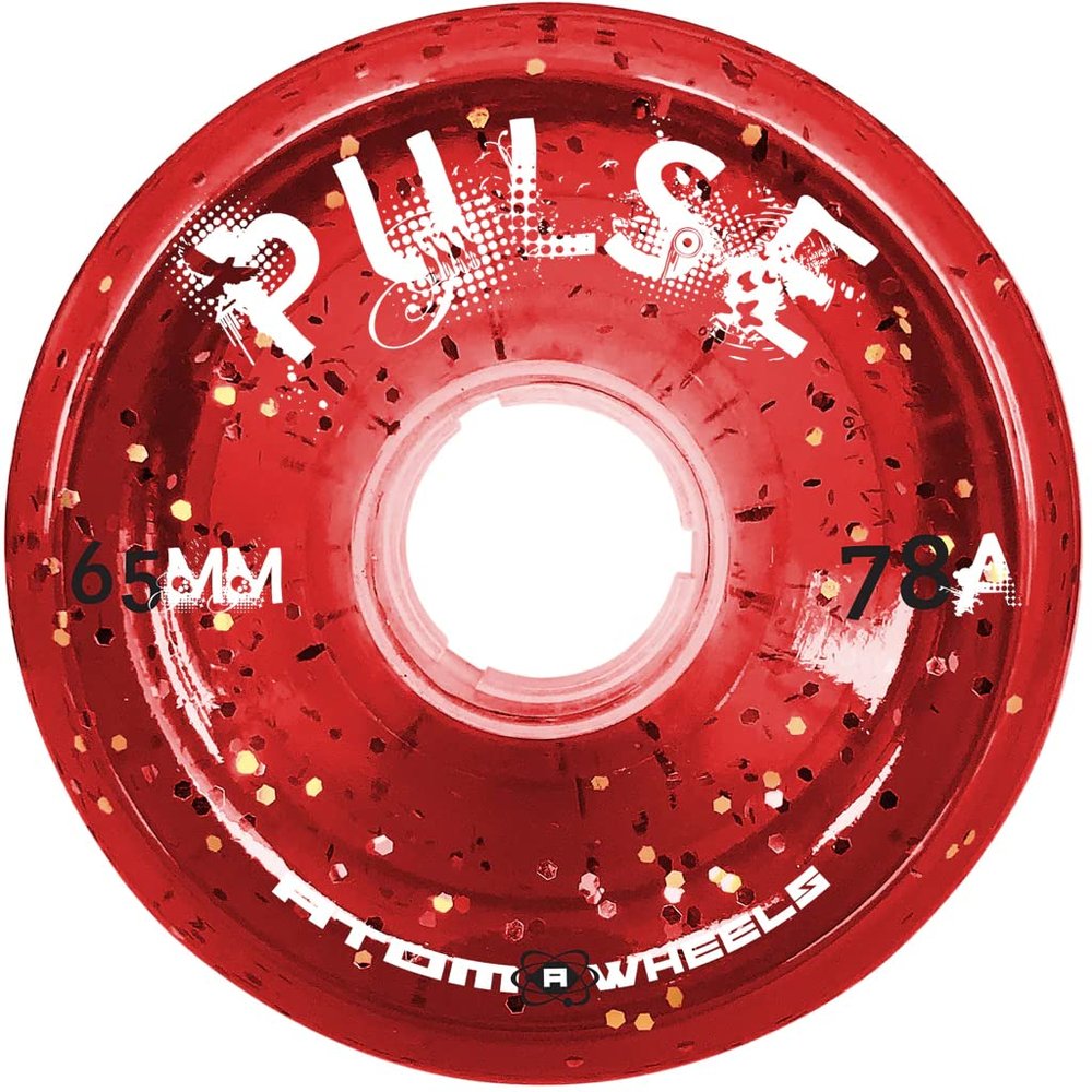 ATOM WHEELS - Outdoor Quad Roller Wheels 78A - Pulse - Red Glitter - 4pk