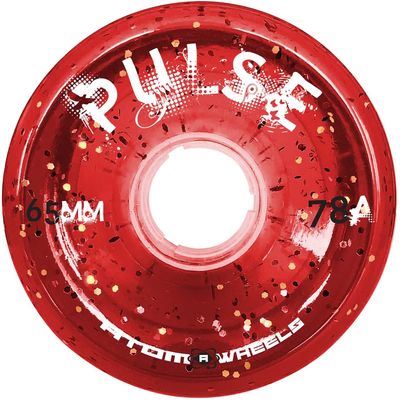 ATOM WHEELS - Outdoor Quad Roller Wheels 78A - Pulse - 65x37 Red Glitter - 2 Packs - 8 Wheels