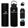 Flobottle, Stainless Steel Water Bottle with Straw, 28 Oz Insulated Water Bottle With Storage, Leak Proof Water Bottle, BPA-Free Water Bottle with Storage Compartment (Jetoro Black) view 1