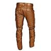 Men's Vintage Classic Leather Pants Motorcycle Motorbike Cargo Pants Steampunk Stretchy Slim Fit Biker Long Trousers Brown view 2