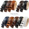 24/29_Genuine Full-Grain Cowhide Leather Dress Belt Strap with Snaps, Fits 1"(25mm) Wdie Buckle (Alligator Black, 34) view 2