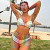 Sexy Rainbow Fishnet Cover up Dress Stretchy Swimsuit for Women Fishnet Bodysuit Sheer Mesh Bodycon Mini Skirt See Through Coverup Bikini Lingerie Sleepwear Dancewear Rainbow Skirt Set one size view 2