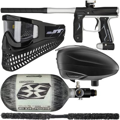 Action Village Empire Axe 2.0 Ultimate Paintball Gun Package Kit (Dust Black/Dust Silver, Tank Size: 68/4500)