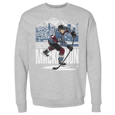 500 LEVEL Nathan MacKinnon Sweatshirt (Crew Sweatshirt, XX-Large, Heather Gray) - Nathan MacKinnon Colorado Player Skyline WHT