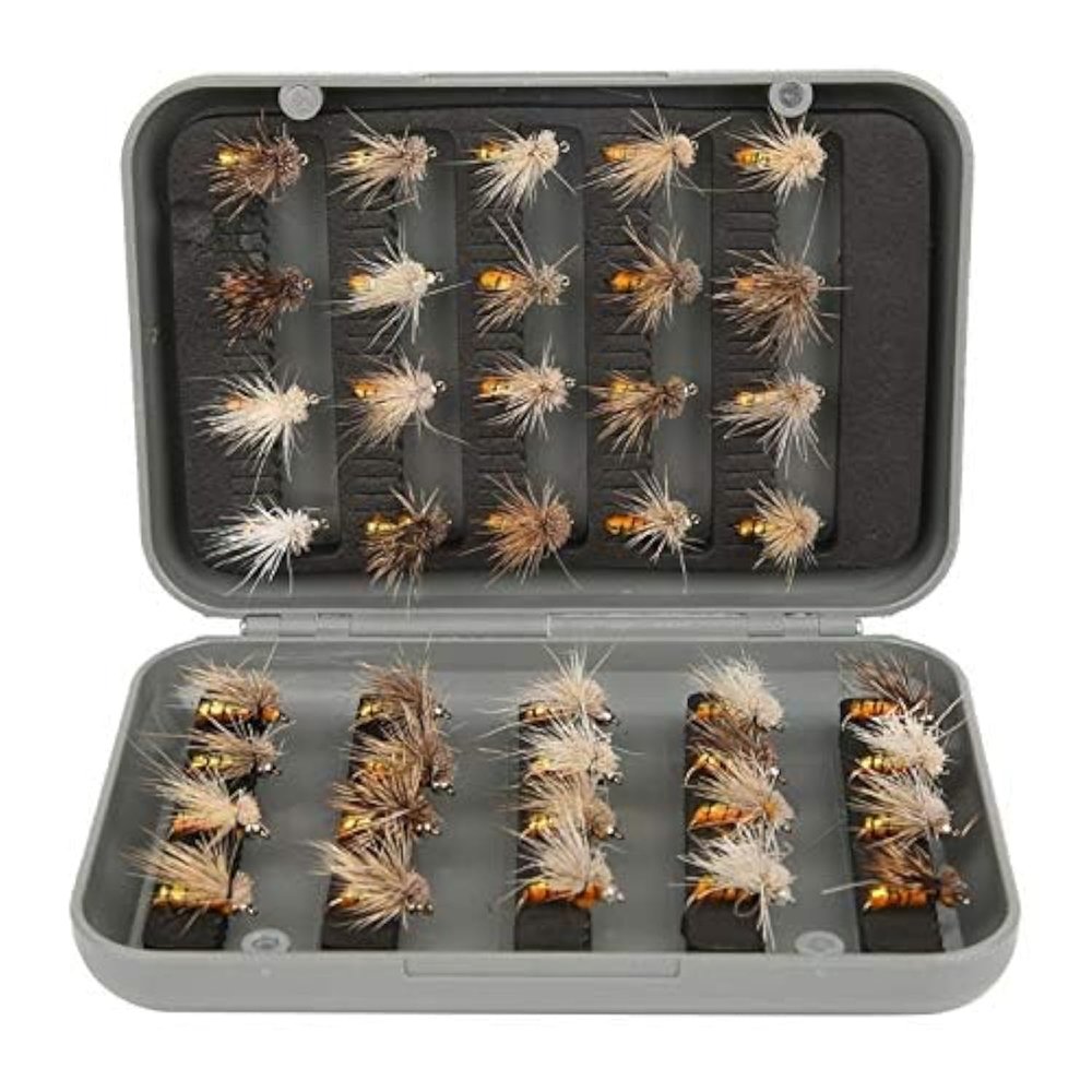 Joyzan Fly Fishing Flies, Fly Fish Lure Kit Accessory Flyfishing Gear Floating Same Lures Dry Insect Set Box Lakes Rivers Reservoirs Nymphs Streams Sinking Salmon Realstic Trouts Emerger 40Pcs