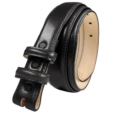 24/29 Genuine Full-Grain Cowhide Leather Dress Belt Strap with Snaps, Fits 1"(25mm) Wdie Buckle (Smooth Black, 40)