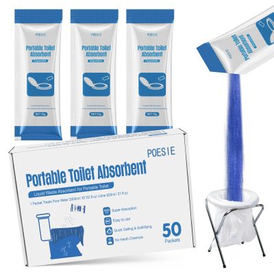 Poesie 50 Packets Poo Urine Powder for Portable Toilet Absorbent Gel for Outdoor Recreation and Home Emergency Toilet Waste Gelling and Deodorizing Powder