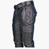 Men's Vintage Classic Leather Pants Motorcycle Motorbike Cargo Pants Steampunk Stretchy Slim Fit Biker Long Trousers Black view 3