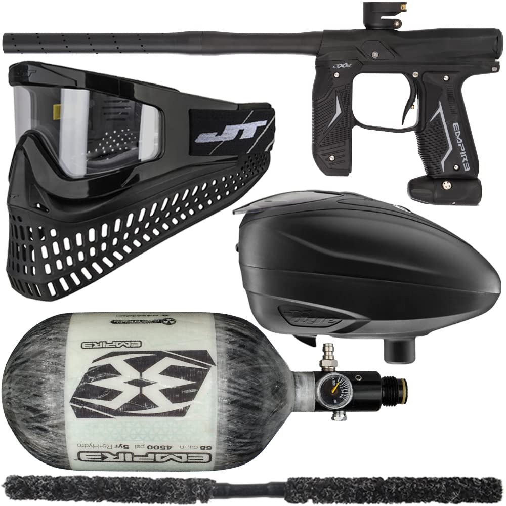 Action Village Empire Axe 2.0 Ultimate Paintball Gun Package Kit (Dust Black/Dust Black, Tank Size: 68/4500)