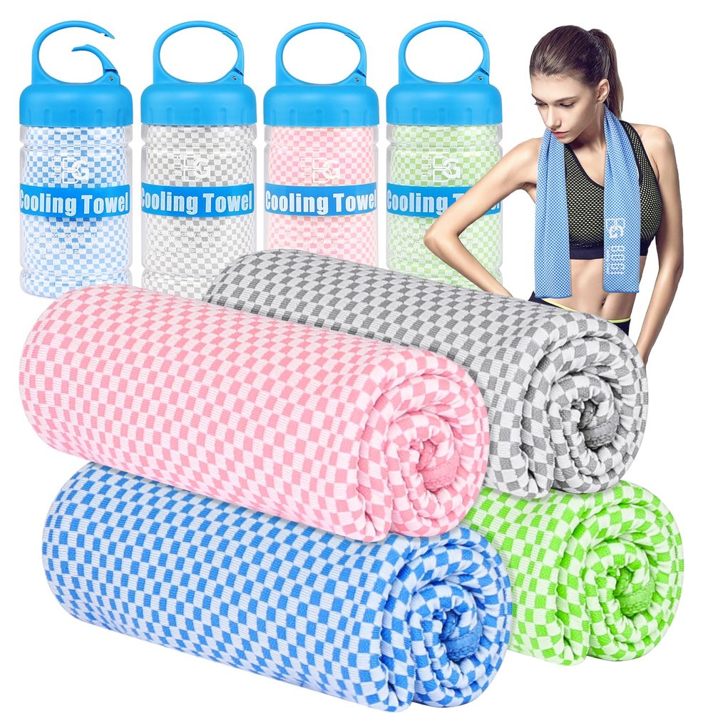 BOGI 4 Pack Cooling Towel, Cooling Towels for Neck and Face-40"x12"- Ice Towel for Instant Cooling, Soft Breathable Chilly Towel, Stay Cool for Yoga, Sport, Gym, Camping & More Activities (BGGPink4)