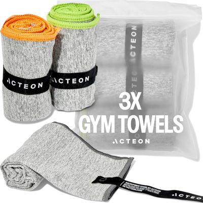 Acteon New Microfiber Quick Dry Gym Towel, Silver ION Odor-Free Mega Absorbent Fiber, Fast Drying, Men & Women Small Workout Gear for Body Sweat, Beach, Working Out, Camping, Travel Towel