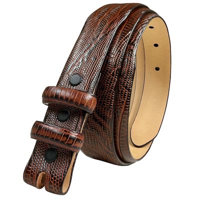 24/29 Genuine Full-Grain Cowhide Leather Dress Belt Strap with Snaps, Fits 1"(25mm) Wdie Buckle (Lizar Brown, 32)