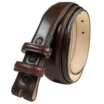 24/29 Genuine Full-Grain Cowhide Leather Dress Belt Strap with Snaps, Fits 1"(25mm) Wdie Buckle (Smooth Brown, 38)