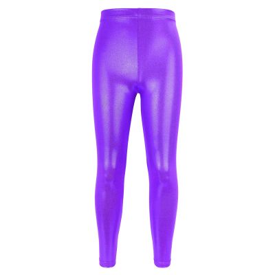 Toddler Girls Dance Bike Short Breathable Playgrounds Gymnastics Glitter Ballet Pants Cute Girl Pants (Purple, 6-7 Years)